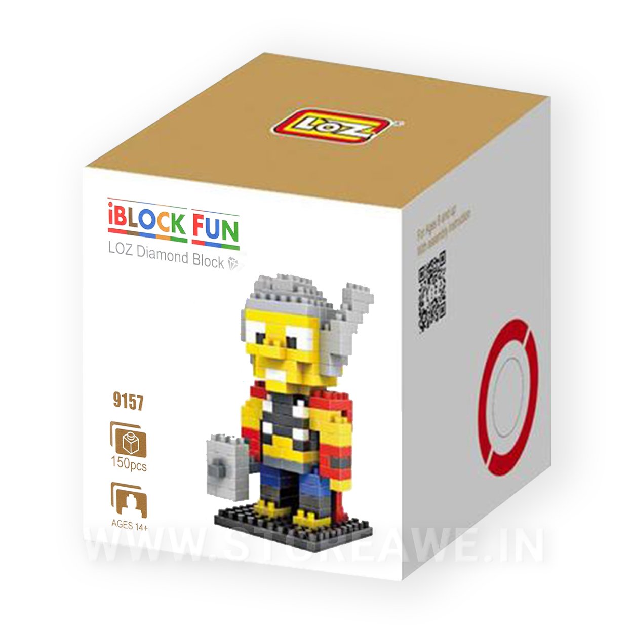 LOZ iBlock Fun Diamond Blocks Superhero - Thor with Mjolnir (#9157, 150 Pcs)